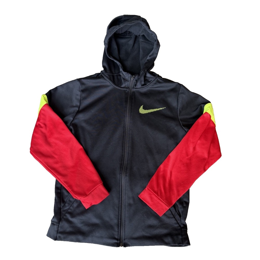 Nike Boys Dri-Fit Jacket Black Red Neon Yello Sz XL